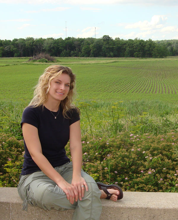 Julie on bench at park