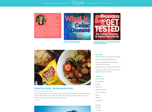Blog Website Design - GlutenFreeJulie.com